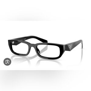 Prada Black Rectangular Men’s Glasses with Logo Accent